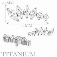 Implant Grade ASTM F136 Titanium Bezel Set 4 CZ Marquise And 2 Round CZ Internaly Threaded Labret