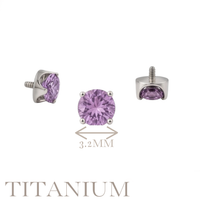 Implant Grade ASTM F136 Titanium Prong Set Zircon Internaly Threaded Labret