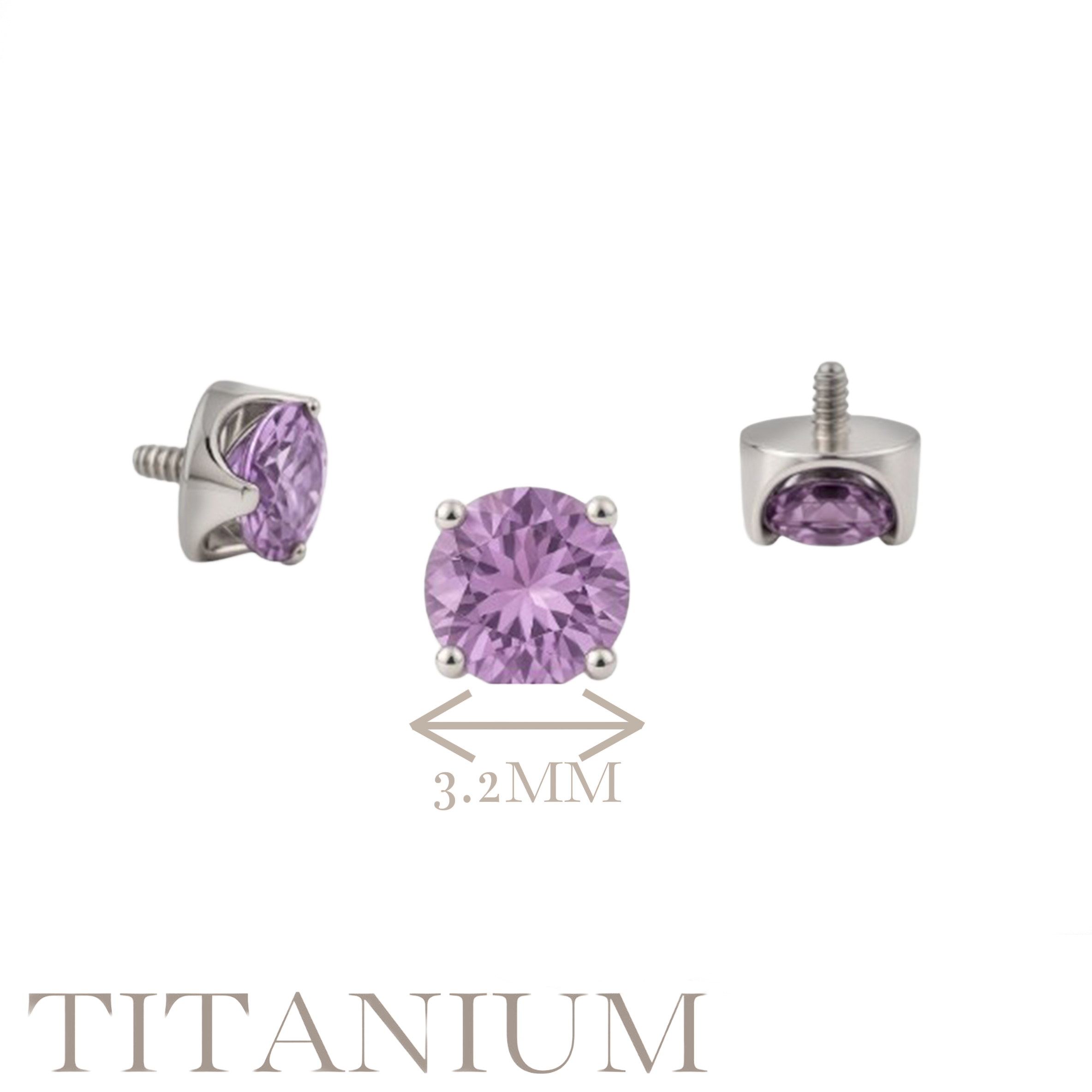 Implant Grade ASTM F136 Titanium Prong Set Zircon Internaly Threaded Labret