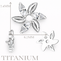 Implant Grade ASTM F136 Titanium Marquise CZ Paved Flower Internaly Threaded Labret