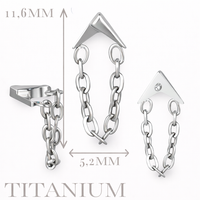 Implant Grade ASTM F136 Titanium Arrows With Chain Dangle Internaly Threaded Labret