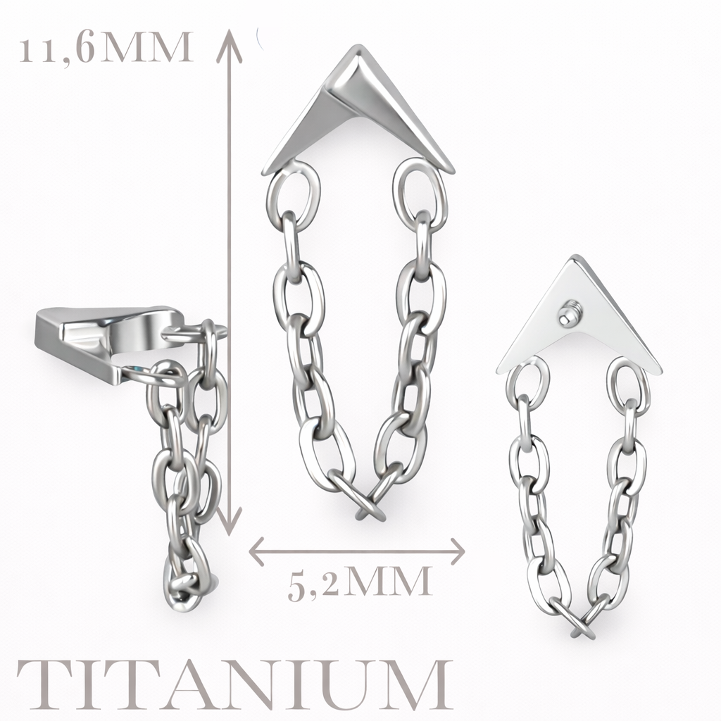 Implant Grade ASTM F136 Titanium Arrows With Chain Dangle Internaly Threaded Labret
