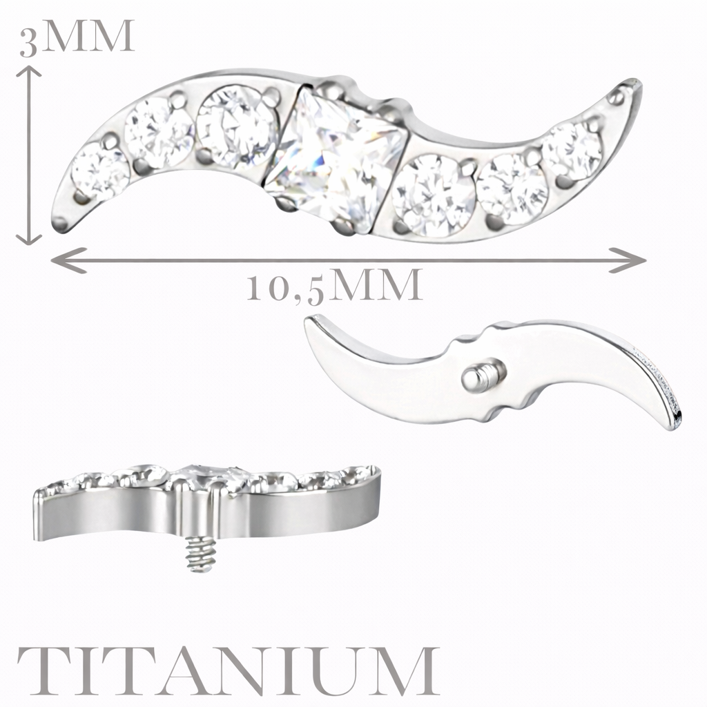 Implant Grade ASTM F136 Titanium CZ Paved Dart Internaly Threaded Labret
