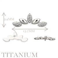 Implant Grade ASTM F136 Titanium 5 Leaves Gap Bumped Cut Internaly Threaded Labret