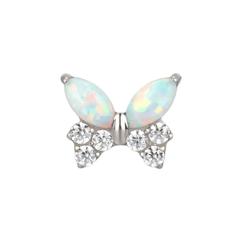 Implant Grade ASTM F136 Titanium CZ Butterfly Internaly Threaded Labret