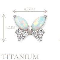 Implant Grade ASTM F136 Titanium CZ Butterfly Internaly Threaded Labret
