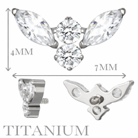 Implant Grade ASTM F136 Titanium 2 Marcquise CZ 2 Round CZ Internaly Threaded Labret