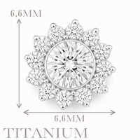 Implant Grade ASTM F136 Titanium Bezel CZ Flower Internaly Threaded Labret