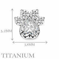 Implant Grade ASTM F136 Titanium Cat Claw With Heart CZ Internaly Threaded Labret