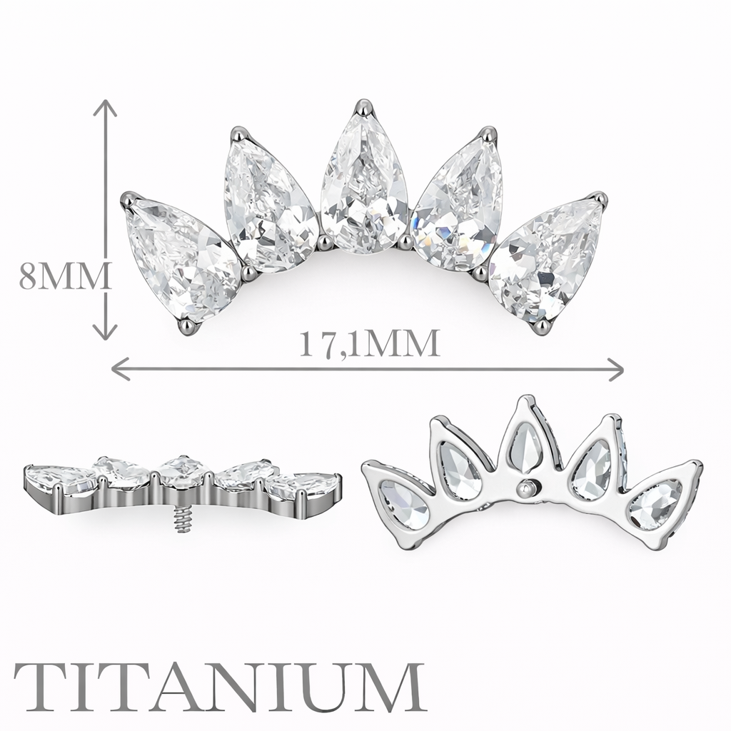 Implant Grade ASTM F136 Titanium 5 Pear CZ Internaly Threaded Labret