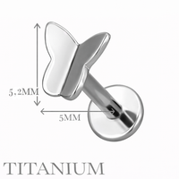 Implant Grade ASTM F136 Titanium Butterfly Internaly Threaded Labret
