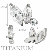 Implant Grade ASTM F136 Titanium 2 Marquise CZ And Round CZ Internaly Threaded Labret
