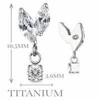 Implant Grade ASTM F136 Titanium 2 Marquise CZ With CZ Dangle Internaly Threaded Labret