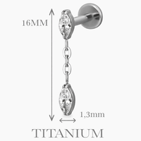 Implant Grade ASTM F136 Titanium Marquize CZ Marquize CZ Chain Dangle Internaly Threaded Labret