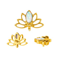Implant Grade ASTM F136 Titanium Hollow Lotus Flower With Marquise CZ Internaly Threaded Labret