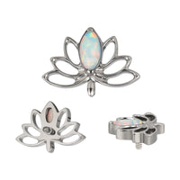 Implant Grade ASTM F136 Titanium Hollow Lotus Flower With Marquise CZ Internaly Threaded Labret