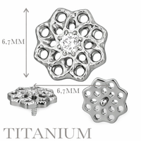 Implant Grade ASTM F136 Titanium Hollow Floral With CZ Internaly Threaded Labret