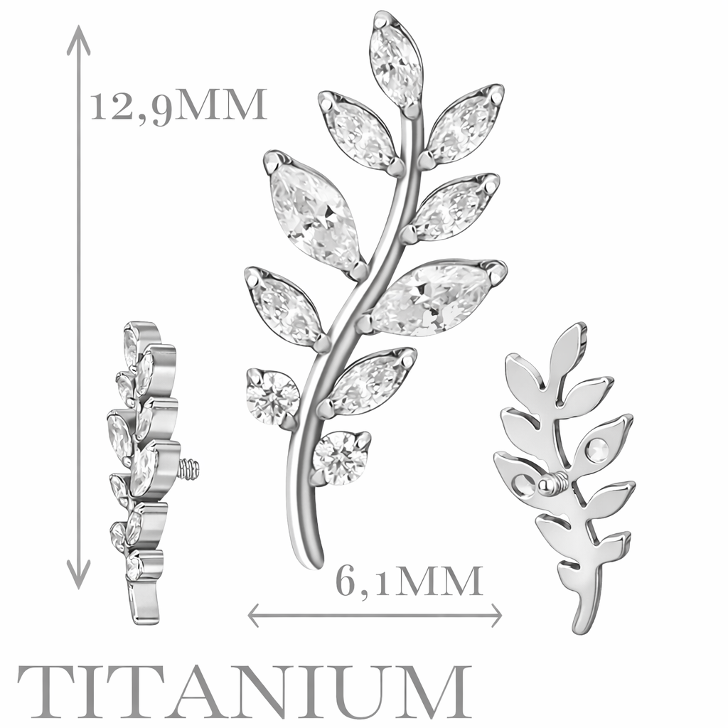 Implant Grade ASTM F136 Titanium Leaf Marquise CZ Internaly Threaded Labret