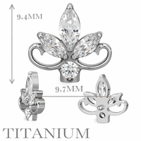 Implant Grade ASTM F136 Titanium Lotus Flower With Marquise CZ Internaly Threaded Labret