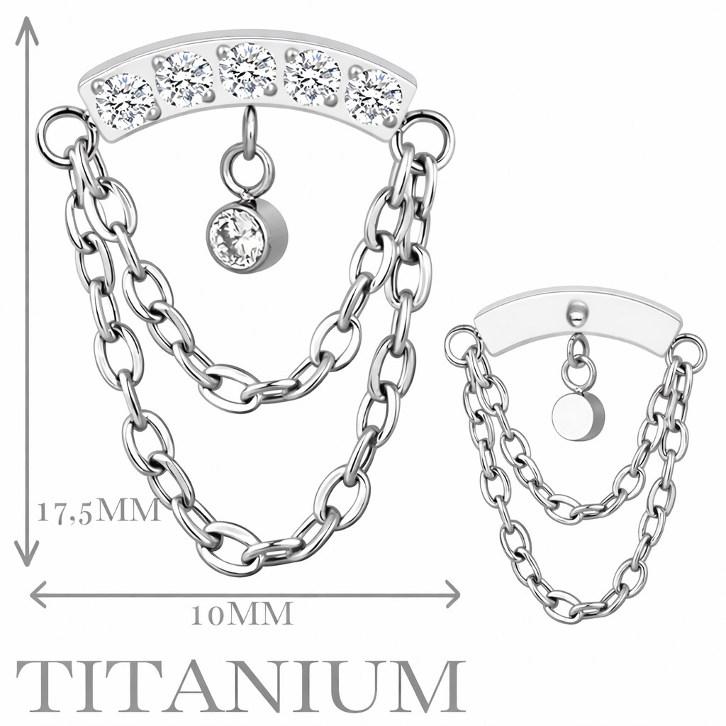 Implant Grade ASTM F136 Titanium Double Chain curved paved bar Internaly Threaded Labret