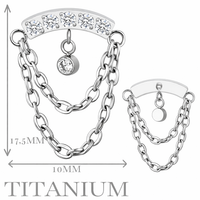 Implant Grade ASTM F136 Titanium Double Chain curved paved bar Internaly Threaded Labret