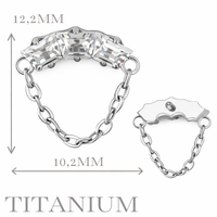 Implant Grade ASTM F136 Titanium 3 Baguette CZ Fan Chain Internaly Threaded Labret