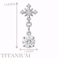 Implant Grade ASTM F136 Titanium Moon 3 Rectangle CZ buttom Internaly Threaded Labret