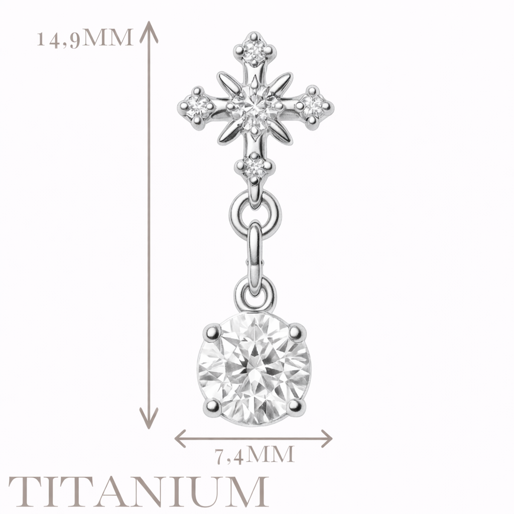 Implant Grade ASTM F136 Titanium Moon 3 Rectangle CZ buttom Internaly Threaded Labret