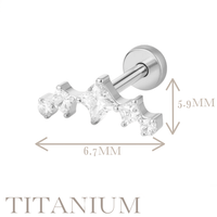Implant Grade ASTM F136 Titanium Internaly Threaded 5 CZ Labret
