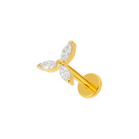 Implant Grade ASTM F136 Titanium Internaly Threaded Tripple CZ Flower Labret