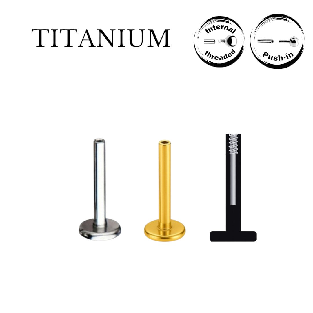 Implant Grade ASTM F136 Titanium Dual Purpose Push In / Internaly Threaded Labret
