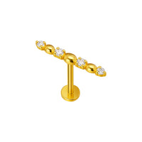 Implant Grade ASTM F136 Titanium Internaly Threaded 4 CZ Bar Labret