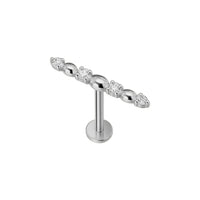 Implant Grade ASTM F136 Titanium Internaly Threaded 4 CZ Bar Labret