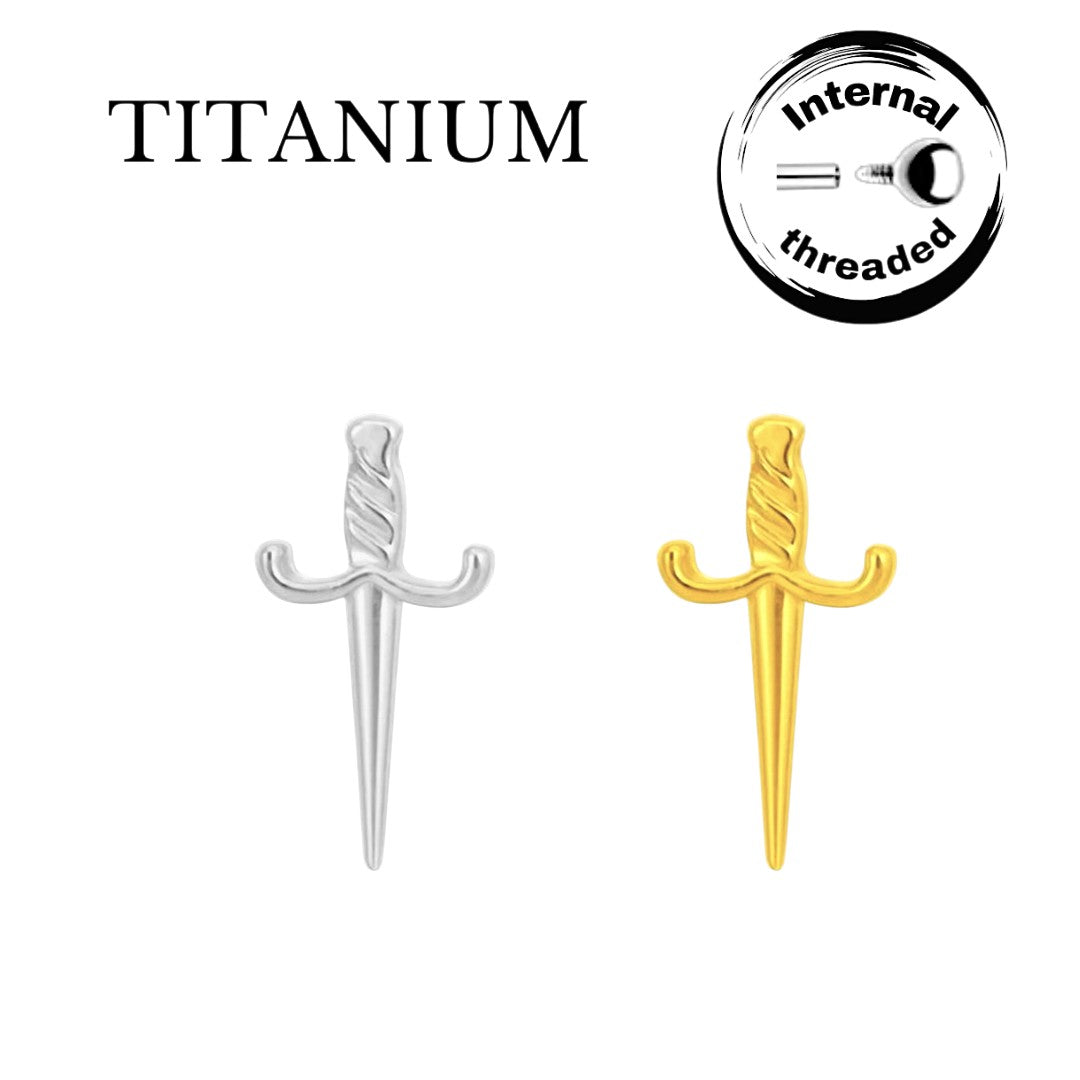Implant Grade ASTM F136 Titanium Internaly Threaded Sword Labret