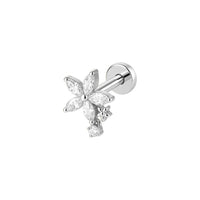 Implant Grade ASTM F136 Titanium Internaly Threaded CZ Flowered Labret