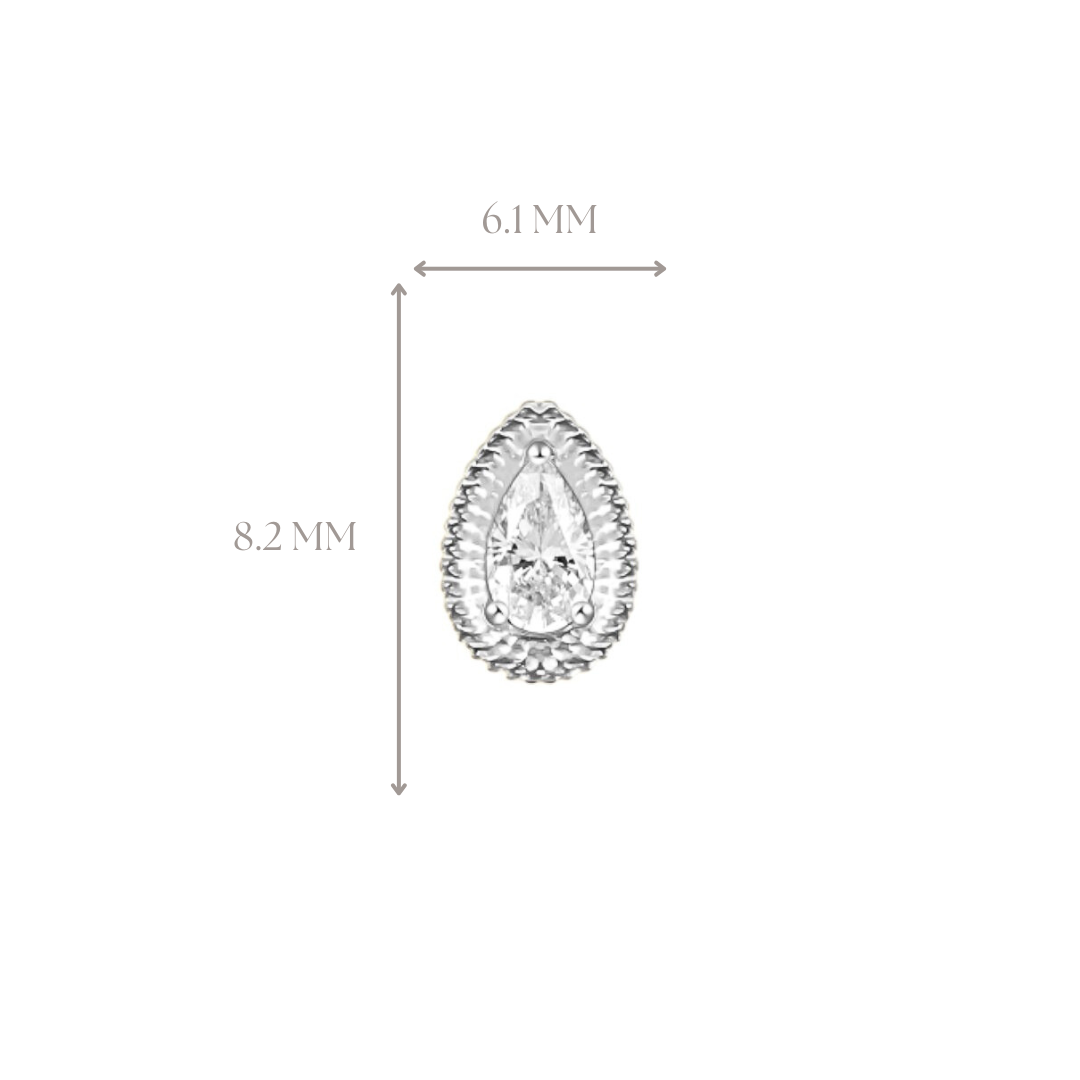 Implant Grade ASTM F136 Titanium Internaly Threaded Pear CZ And Crimped Edge Labret