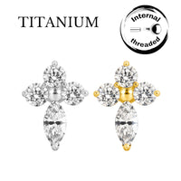 Implant Grade ASTM F136 Titanium Labret Marquise 3 Round 1 Oval Stone