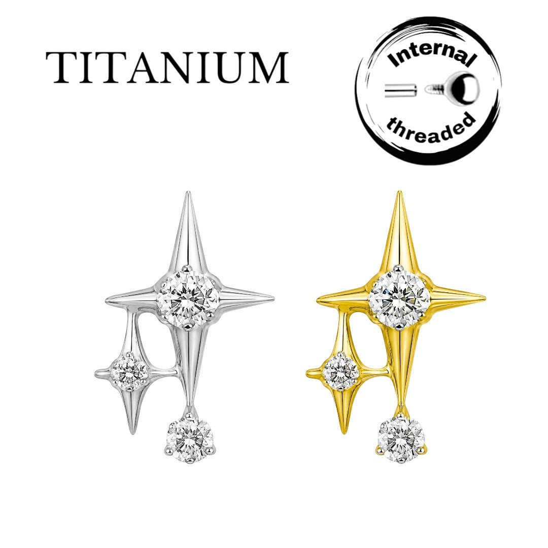 Implant Grade ASTM F136 Titanium Two Sparkles With Stones