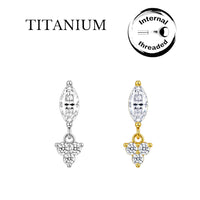 Implant Grade ASTM F136 Titanium Oval Stone Dangle 3 Stones
