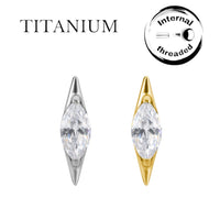 Implant Grade ASTM F136 Titanium Labret Marquise CZ