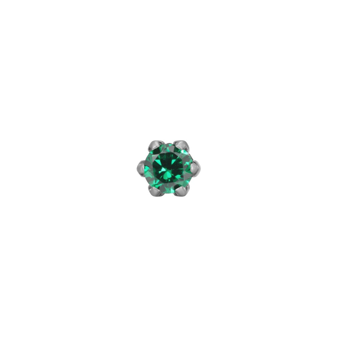 Implant Grade ASTM F136 Titanium Labret CZ Flower Internaly Threaded