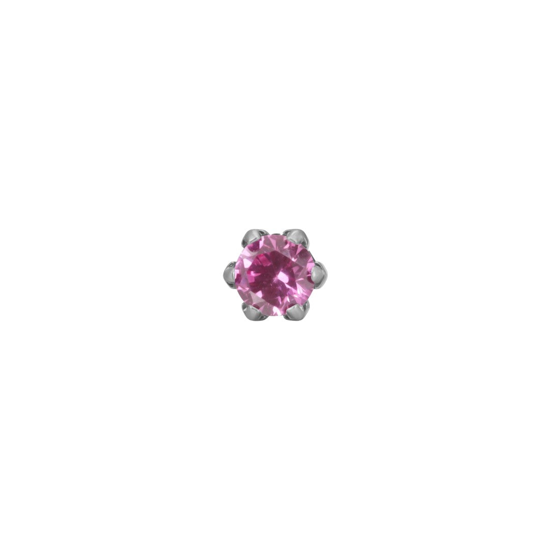 Implant Grade ASTM F136 Titanium Labret CZ Flower Internaly Threaded