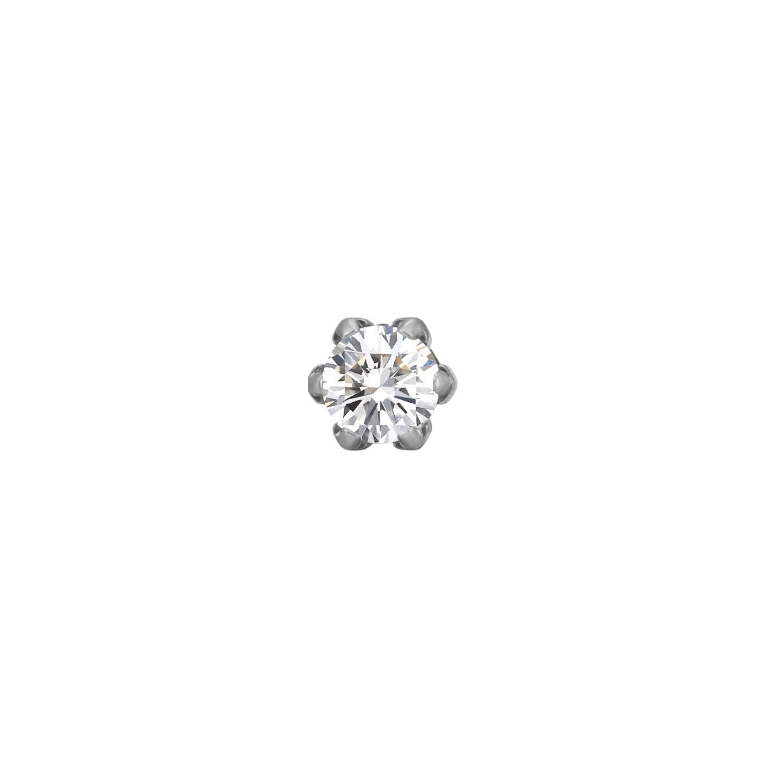 Implant Grade ASTM F136 Titanium Labret CZ Flower Internaly Threaded