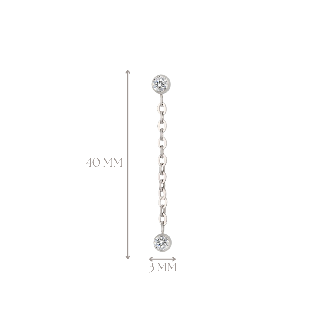 Implant Grade ASTM F136 Titanium Chain Double Stone Push Inn Threadless Labret
