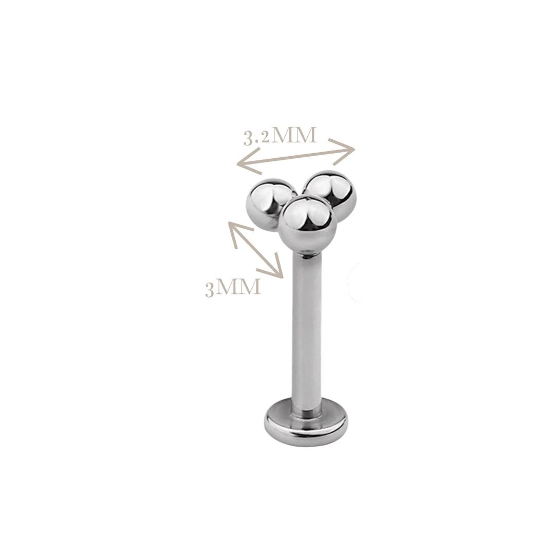 Implant Grade ASTM F136 Titanium 3 Plain Balls Labret Push In