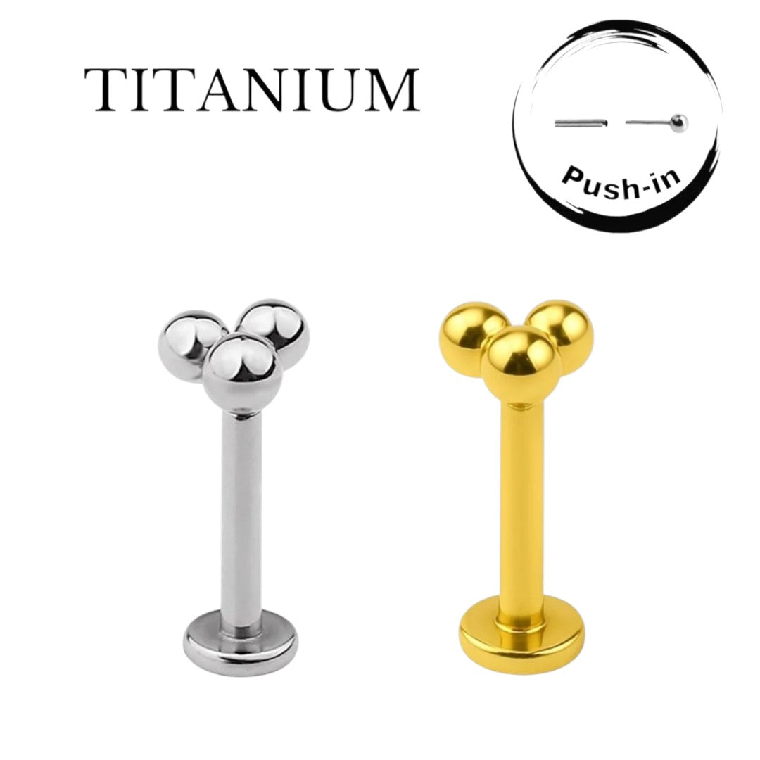 Implant Grade ASTM F136 Titanium 3 Plain Balls Labret Push In