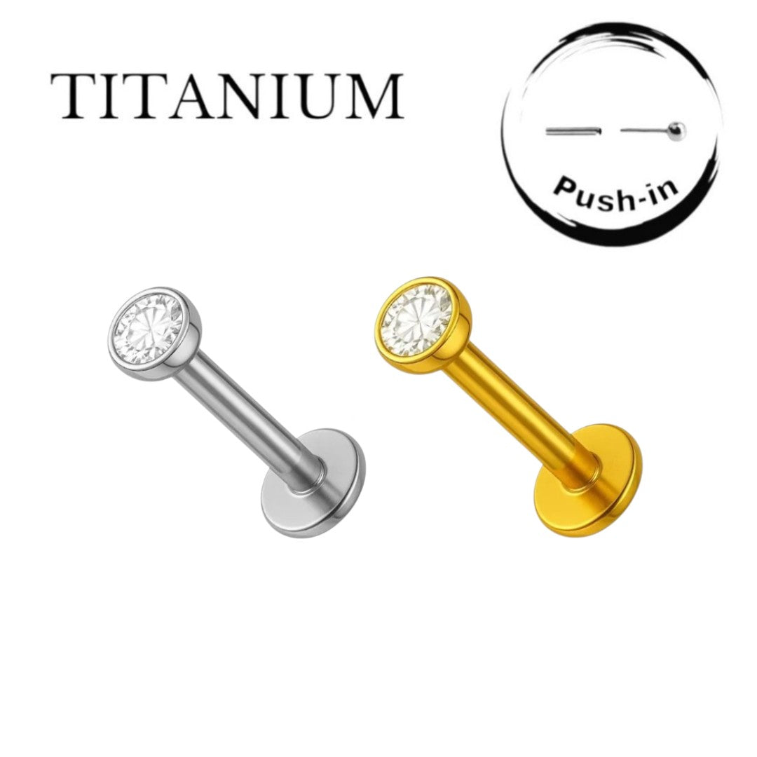 Implant Grade ASTM F136 Titanium Simple stone Push In Labret