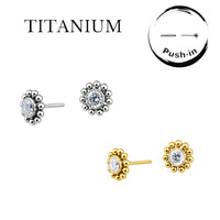 Implant Grade ASTM F136 Titanium CZ With Cluster Ball Surrounding Labret Push In