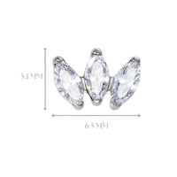 Implant Grade ASTM F136 Titanium 3 Marquise Blaze Set Curve Labret Push In