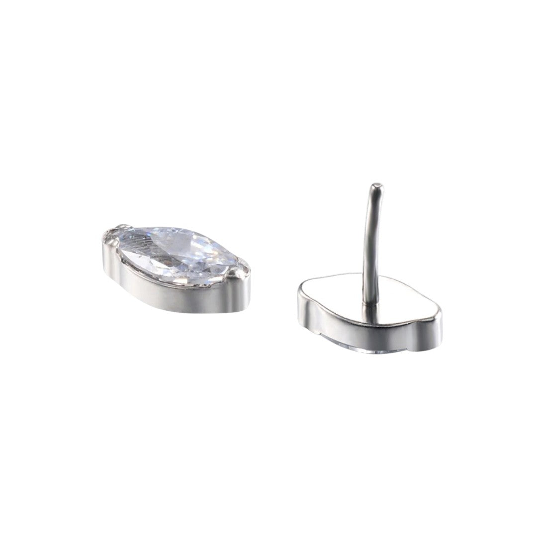 Implant Grade ASTM F136 Titanium Marquise Crystal Set Labret Push In